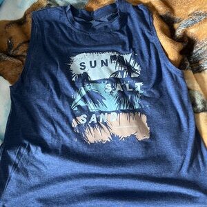 Blue Graphic Tank Top